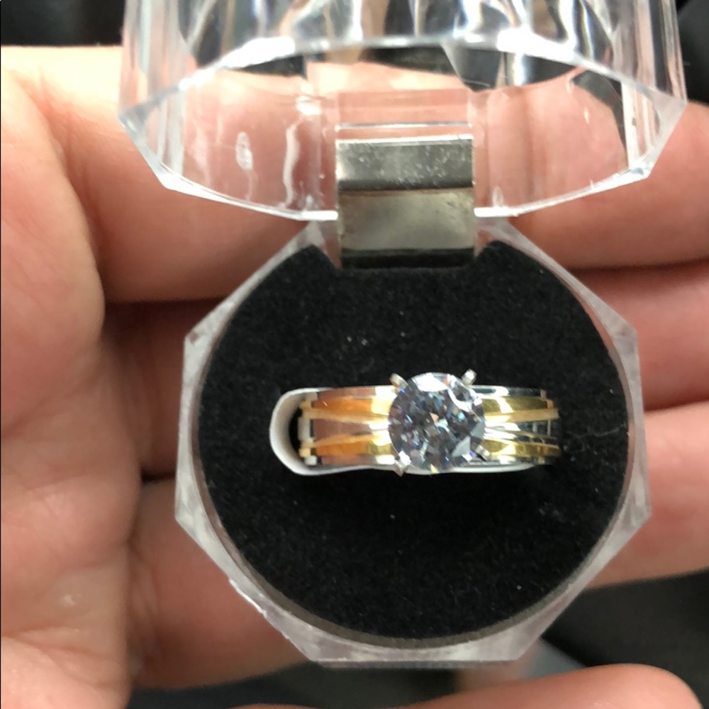 Silver and Gold mix diamond ring